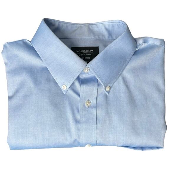 Nordstrom Blue Cotton Traditional Fit Button Down Shirt - Picture 11 of 11